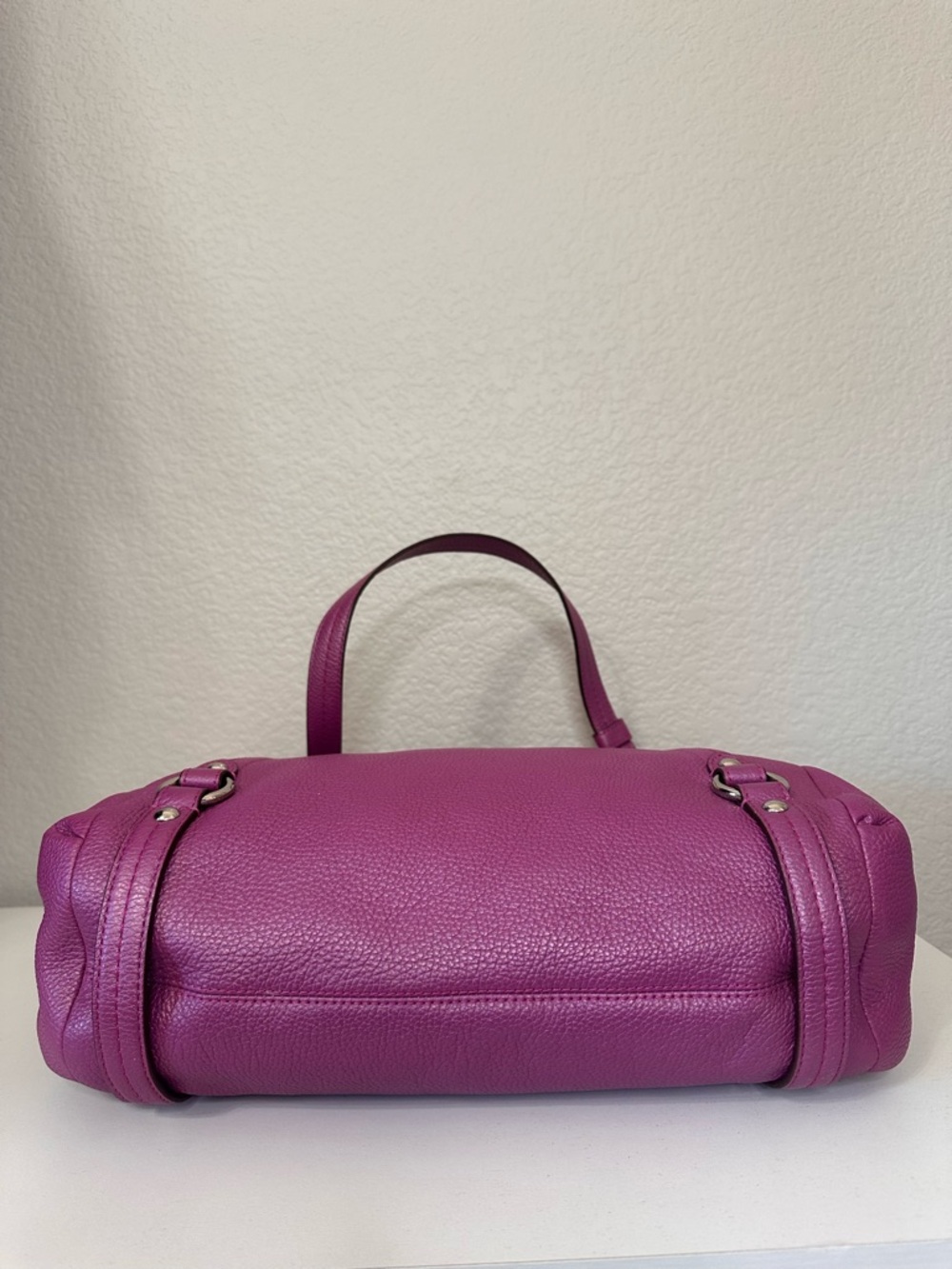 Coach Pebbled Leather Purple Alexandra Tote Purse with Hang Tag crossbody NWOT - Picture 7 of 10